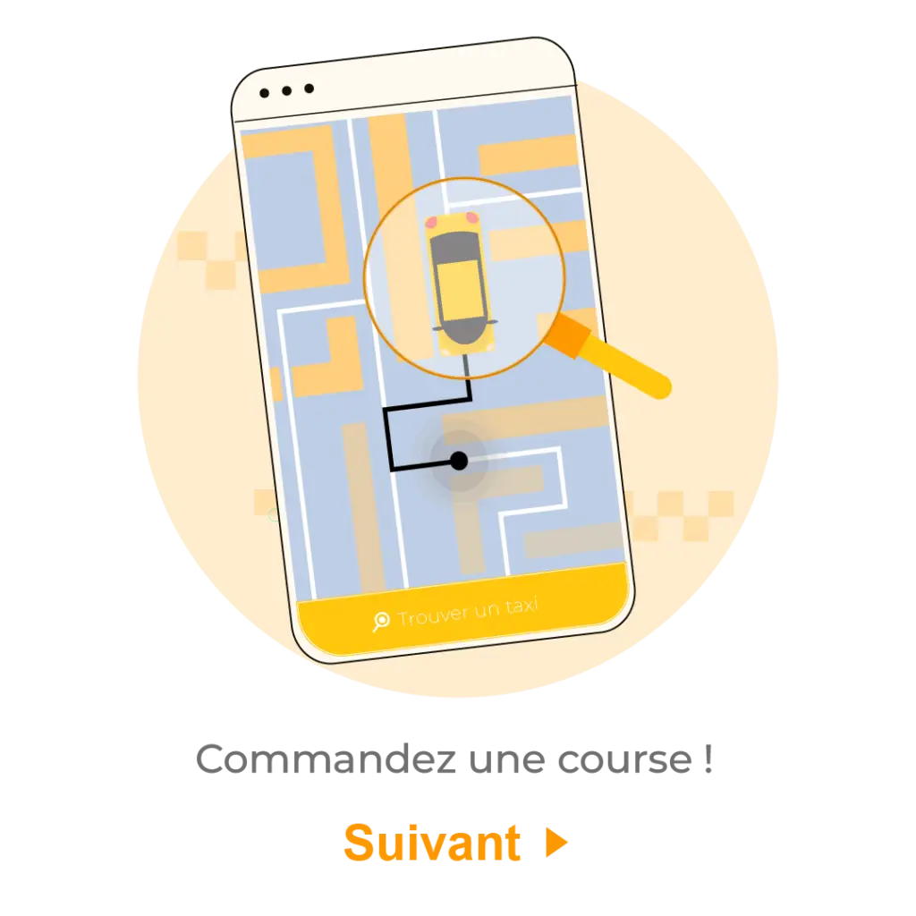 Icônes étapes réservation taxi : recherche